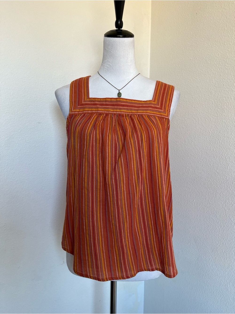 Boho Striped Square-Neck Sleeveless Top size L